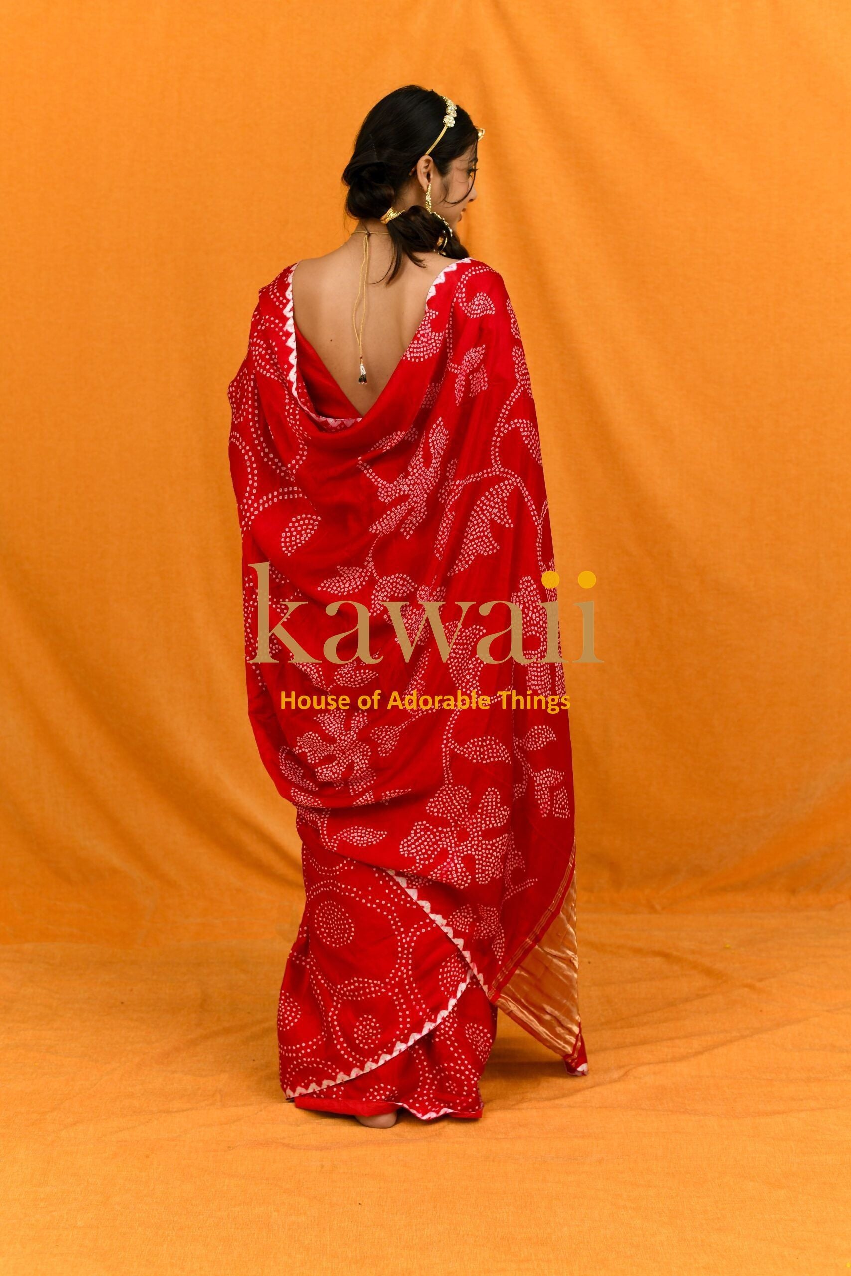 Surali Handcrafted Bandhani Design on Pure Gajji Silk Saree